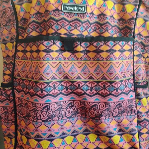 Pink and Yellow Travel Bag with Vibrant Pattern - Picture 3 of 8
